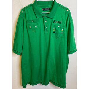 COOGI Green Short Sleeve Polo Shirt Embroidered Crest Australia Men Size XXXL